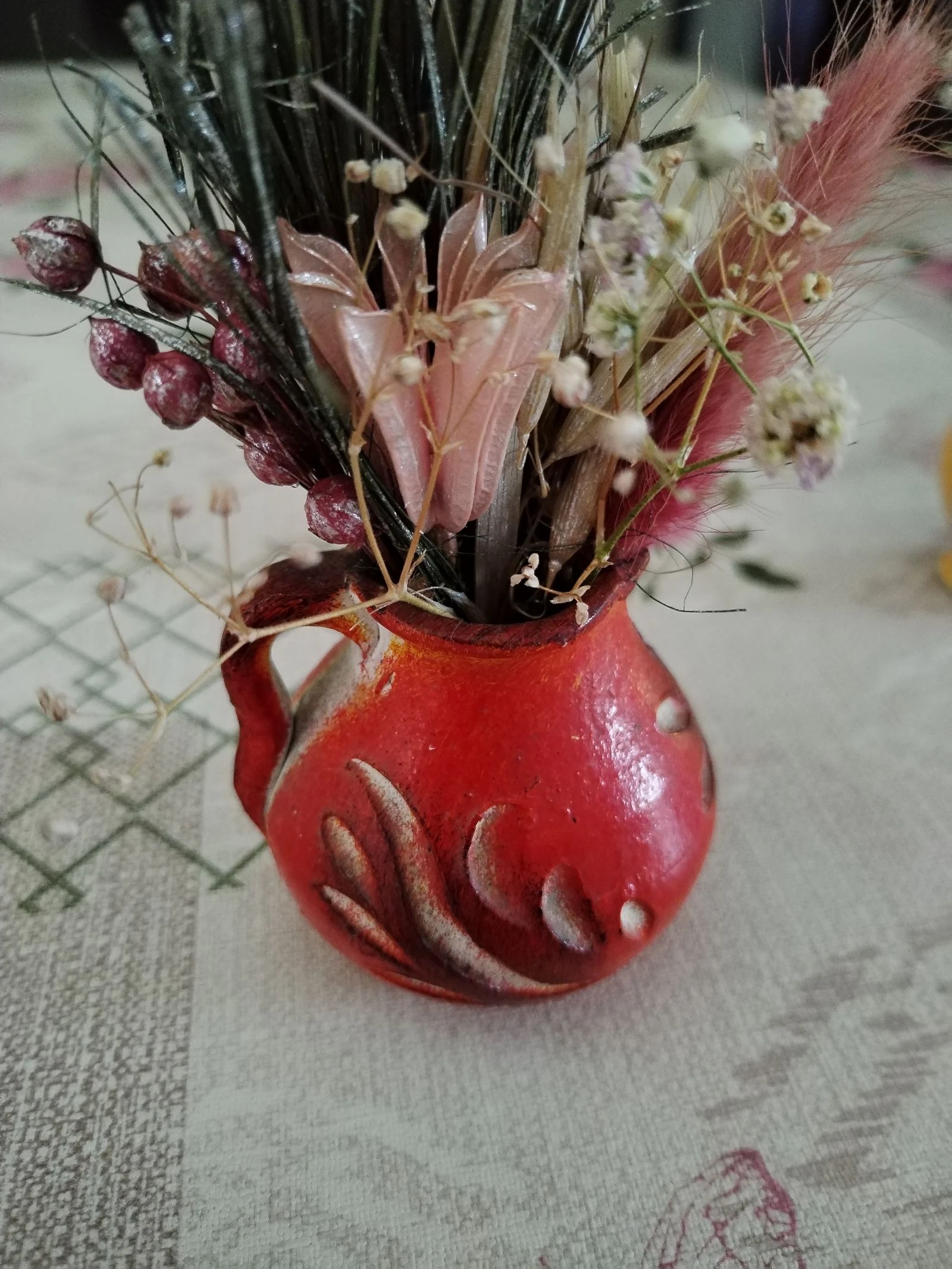 conjunto de 2 bonitos mini jarrones vintage con sus pequeños ramos de flores secas... – photo 20